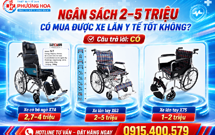 Ngân sách 2 - 5 triệu nên chọn xe lăn y tế nào?